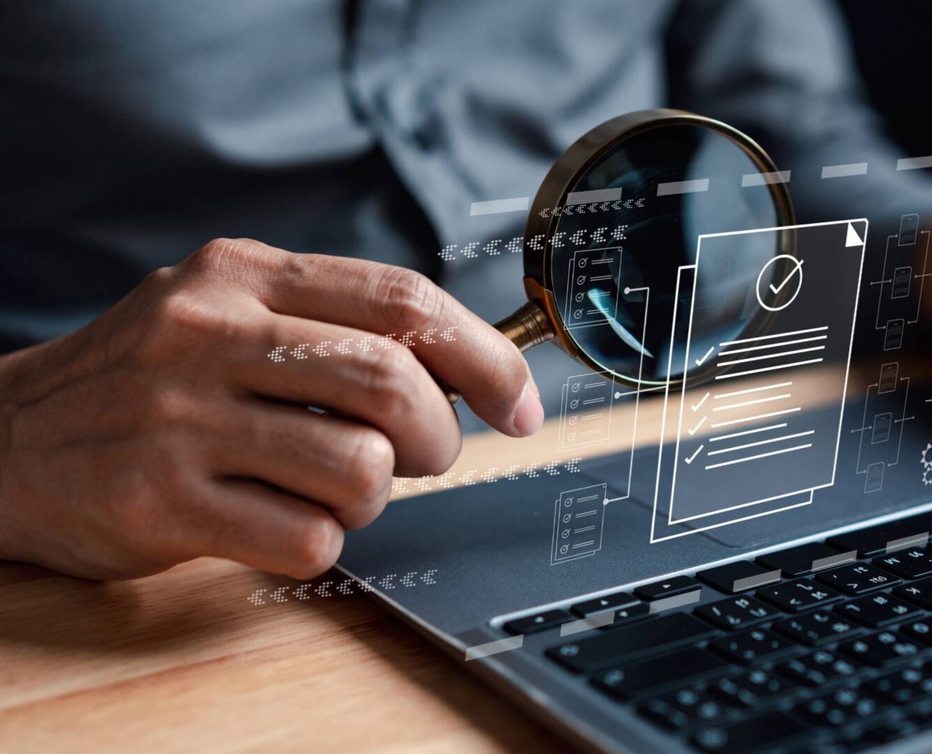 Analyzing digital data with magnifying glass