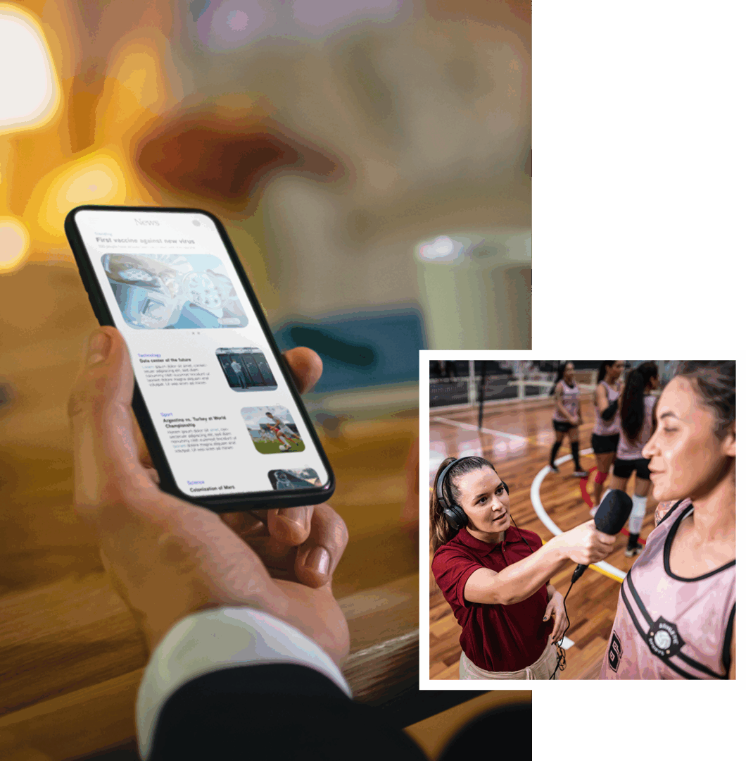 Smartphone displaying news articles