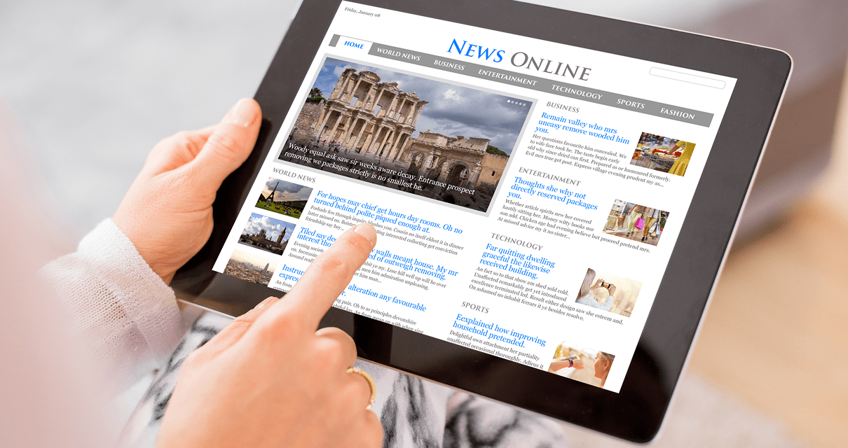 Digital news reading on touchscreen device