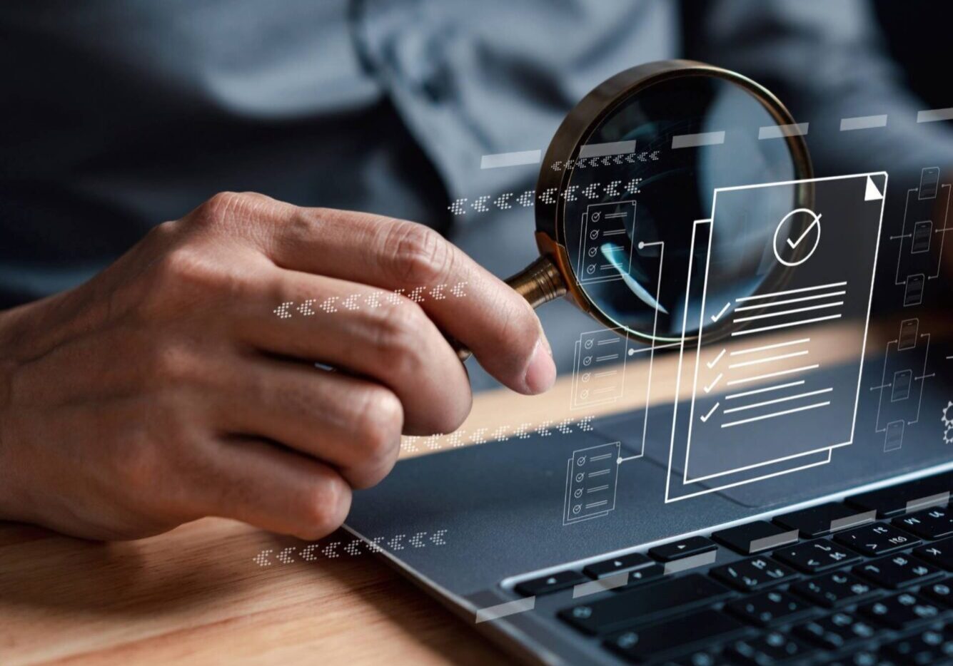 Analyzing digital data with magnifying glass