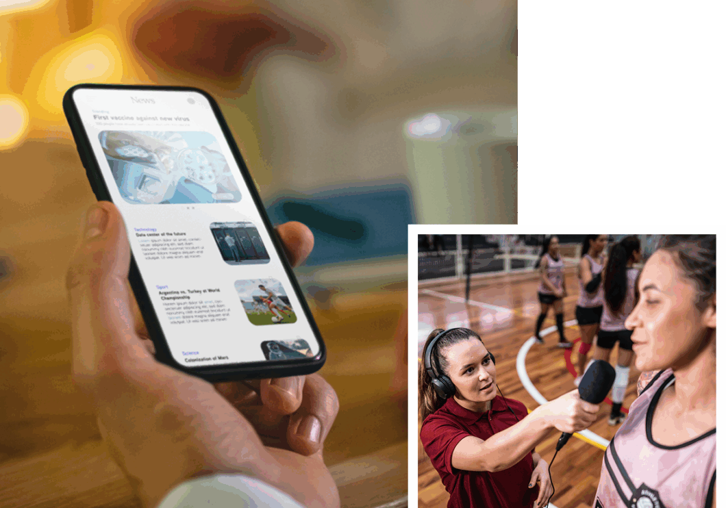 Smartphone displaying news articles